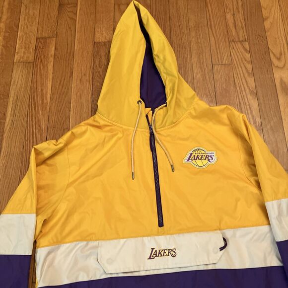 Los Angeles Lakers Windbreaker Pullover Hooded 1/2 Zip Size L - Picture 2 of 5
